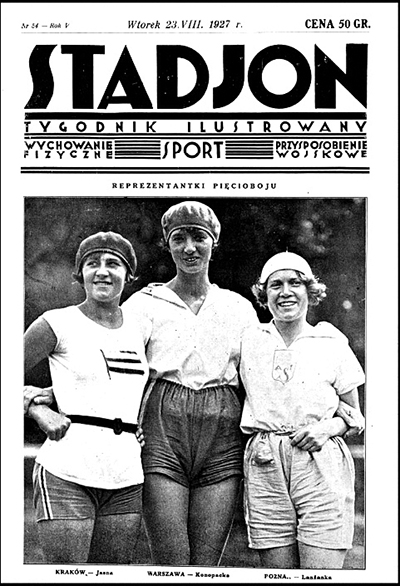Okładka tygodnika „Stadjon”, nr 34, 23 sierpnia 1927 r. Ze zbiorów Biblioteki Narodowej (za: Polona)