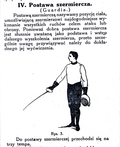 Fragment podręcznika Władysława Sobolewskiego „Szermierka na szable” (Warszawa 1920) Ze zbiorów Biblioteki Narodowej (za: Polona)